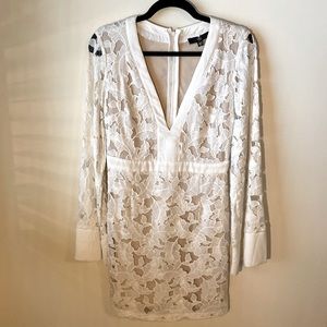 Misguided White Lace Long Sleeve Mini Dress